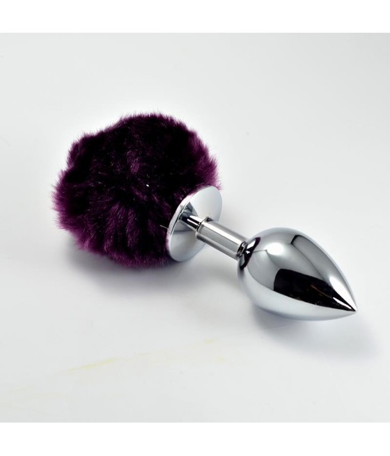 Plug Anal de Metal con Pompon Purpura Talla L