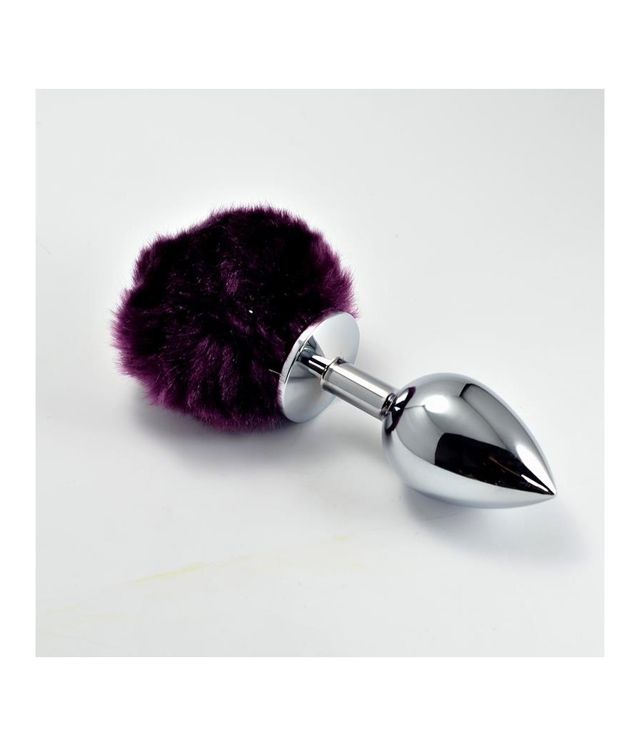 Plug Anal de Metal con Pompon Purpura Talla L