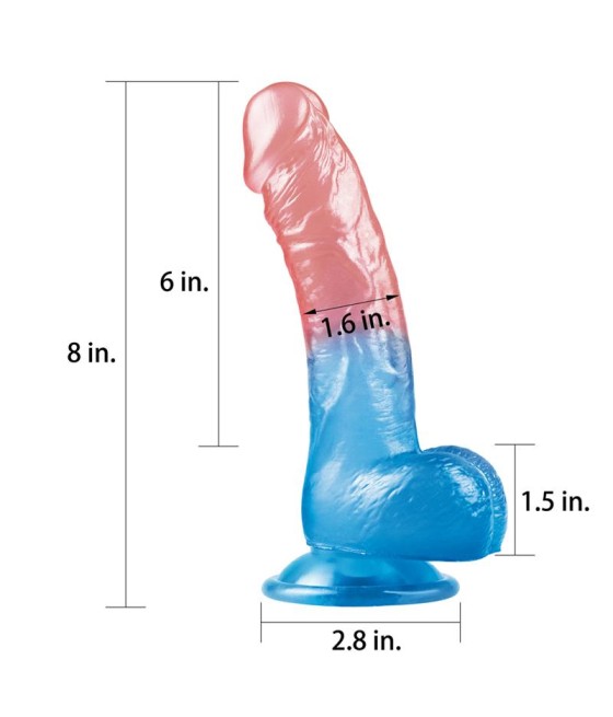 Dildo Dazzle Studs 8 Rosa y Azul