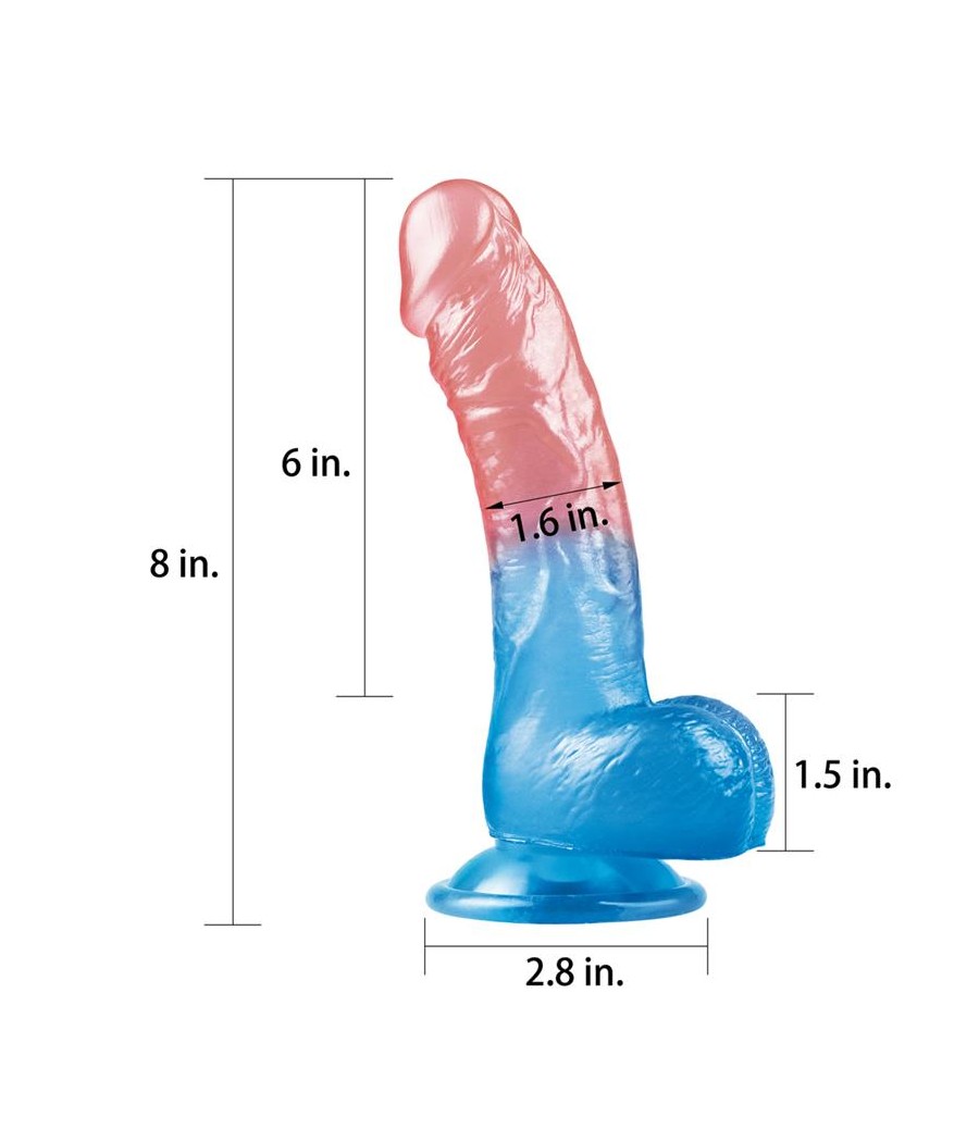 Dildo Dazzle Studs 8 Rosa y Azul