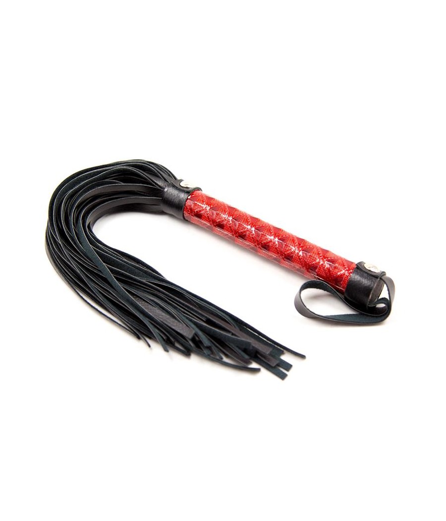 Flogger Patron de Diamante y Mango de Metal 39 cm Rojo