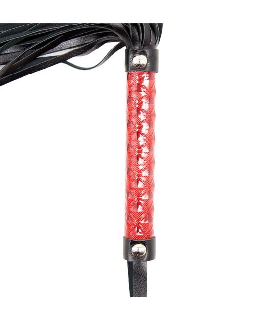 Flogger Patron de Diamante y Mango de Metal 39 cm Rojo