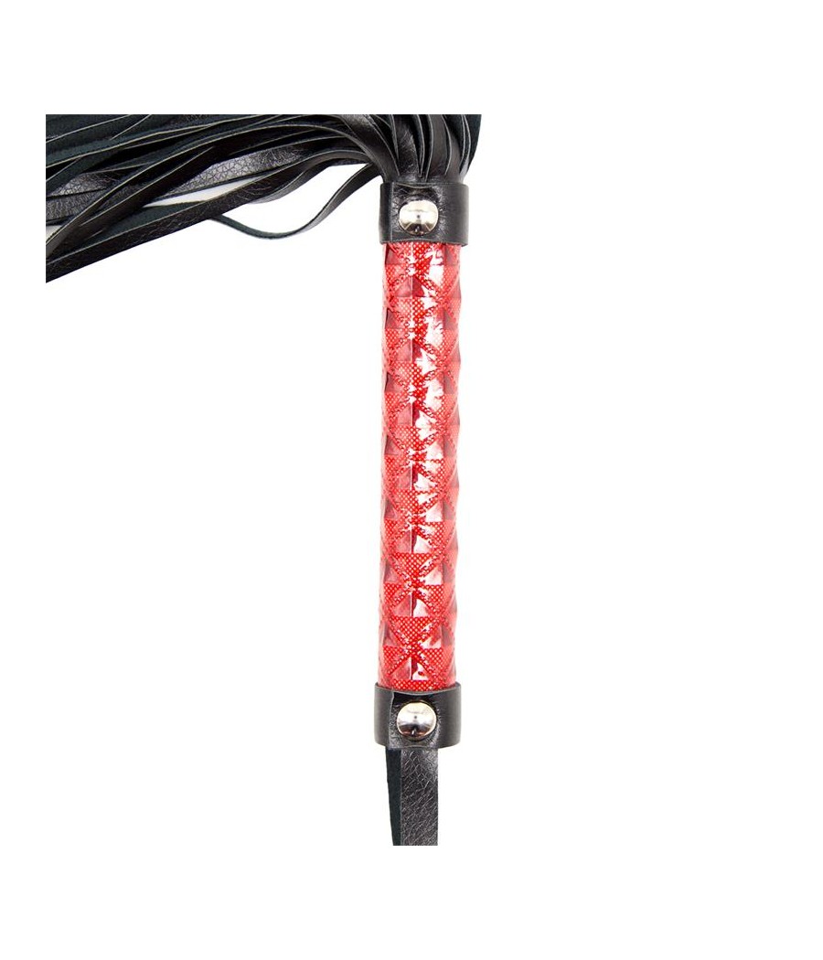 Flogger Patron de Diamante y Mango de Metal 39 cm Rojo