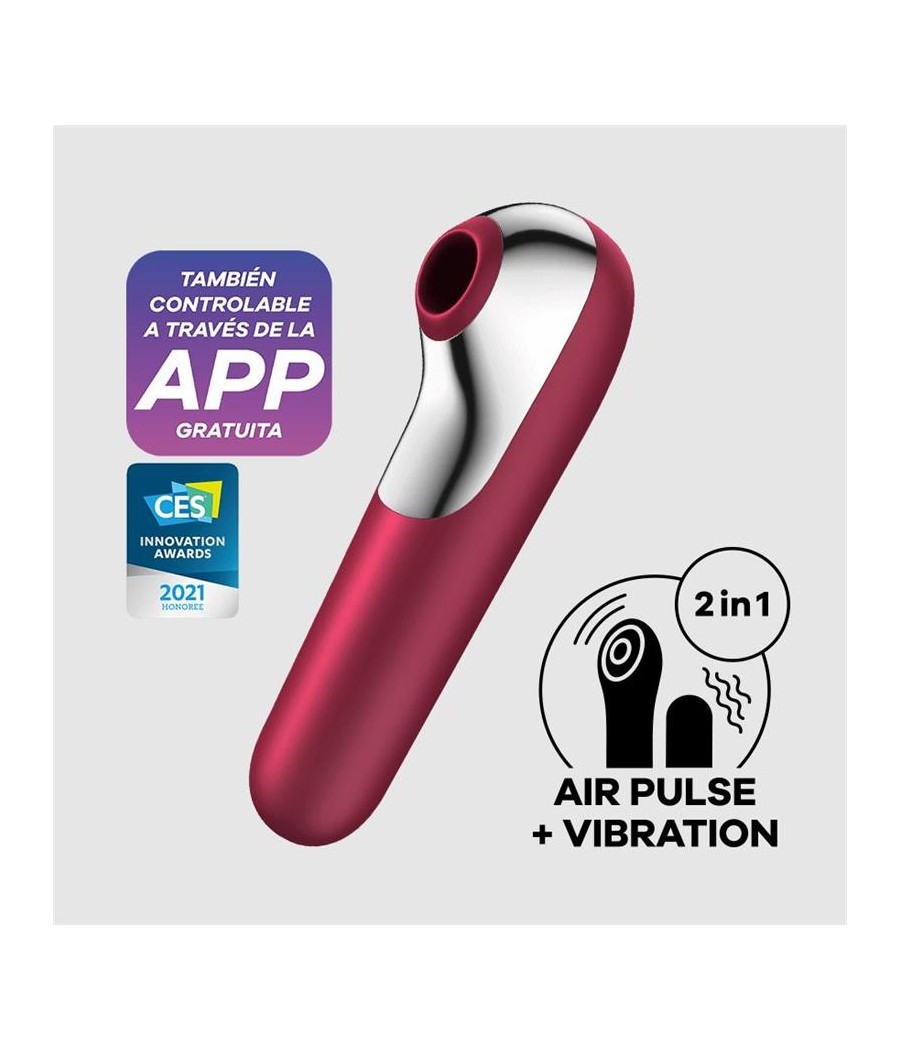 Dual Love Vibrador y Succionador de Aire Pulsado Rojo