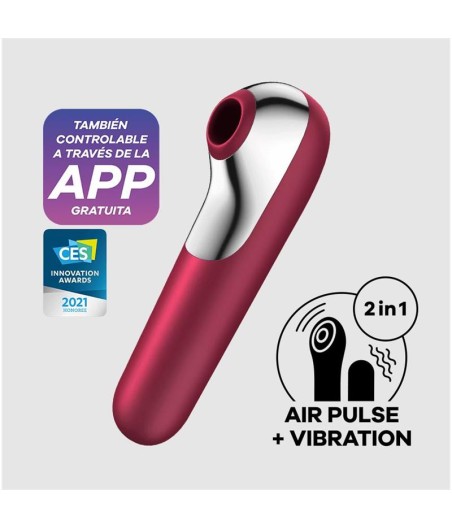 Dual Love Vibrador y Succionador de Aire Pulsado Rojo