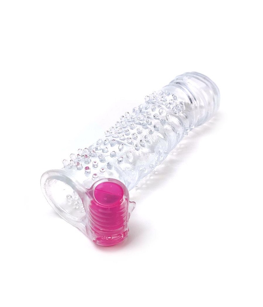 Funda para el Pene Texturizada con Bala Vibradora Transparente