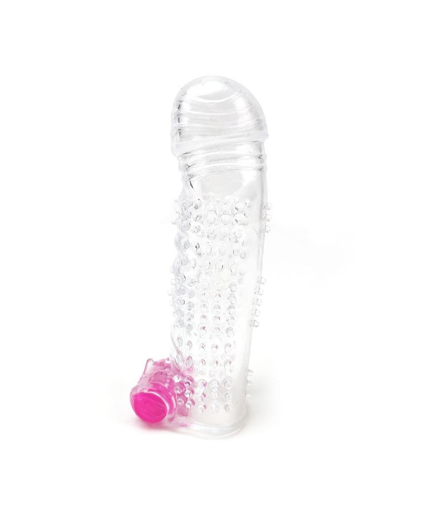 Funda para el Pene Texturizada con Bala Vibradora Transparente