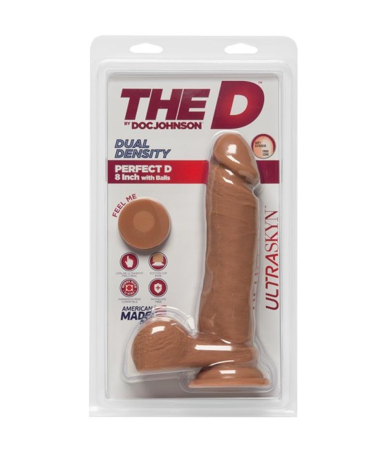 Dildo Dual Density Perfect D y Testiculos 8 Caramelo