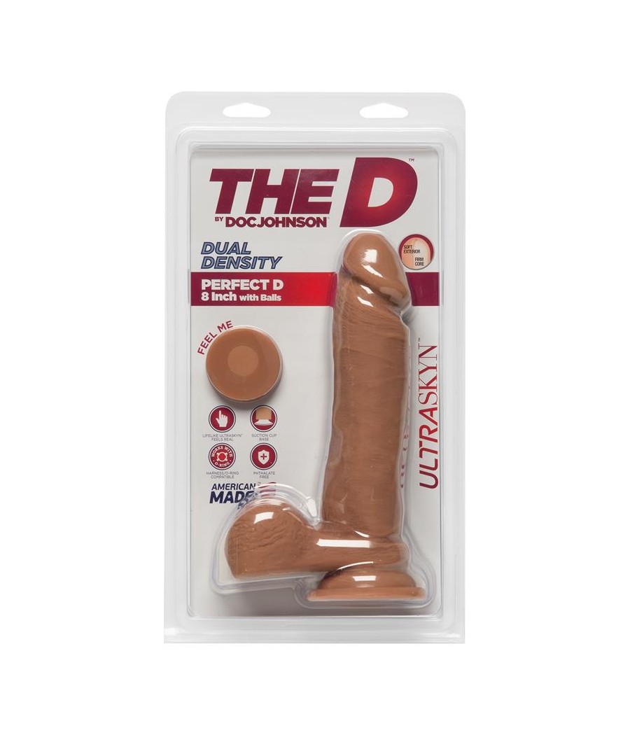 Dildo Dual Density Perfect D y Testiculos 8 Caramelo