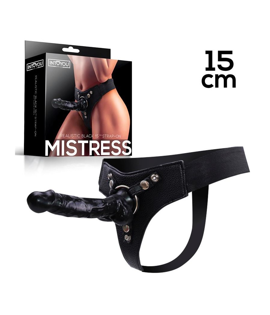 Mistress Arnes Elastico con Dildo de Silicona de 15 cm Negro