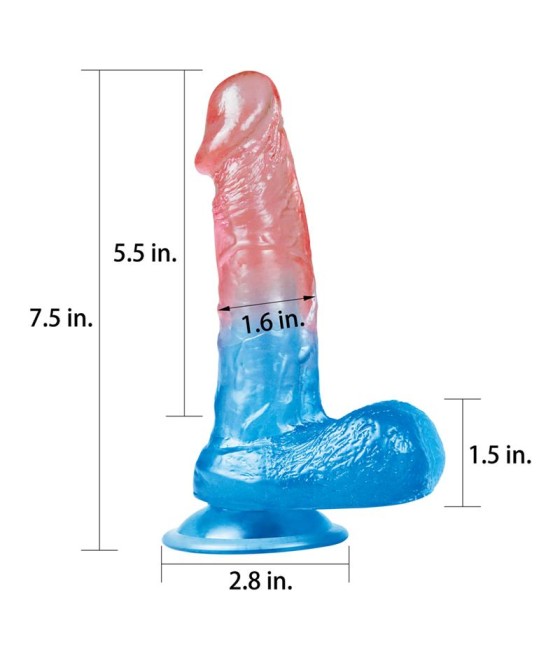 Dildo Dazzle Studs 75 Rosa y Azul