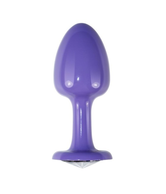 Plug Anal de Metal Purpura Rosebud con Joya Transparene