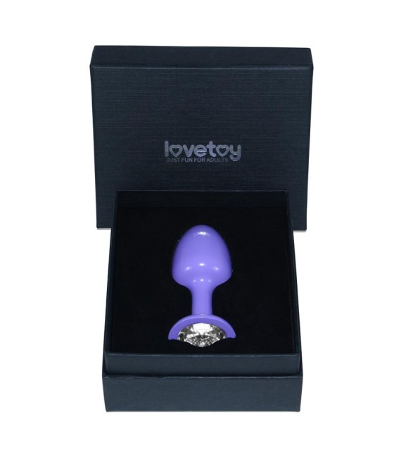 Plug Anal de Metal Purpura Rosebud con Joya Transparene