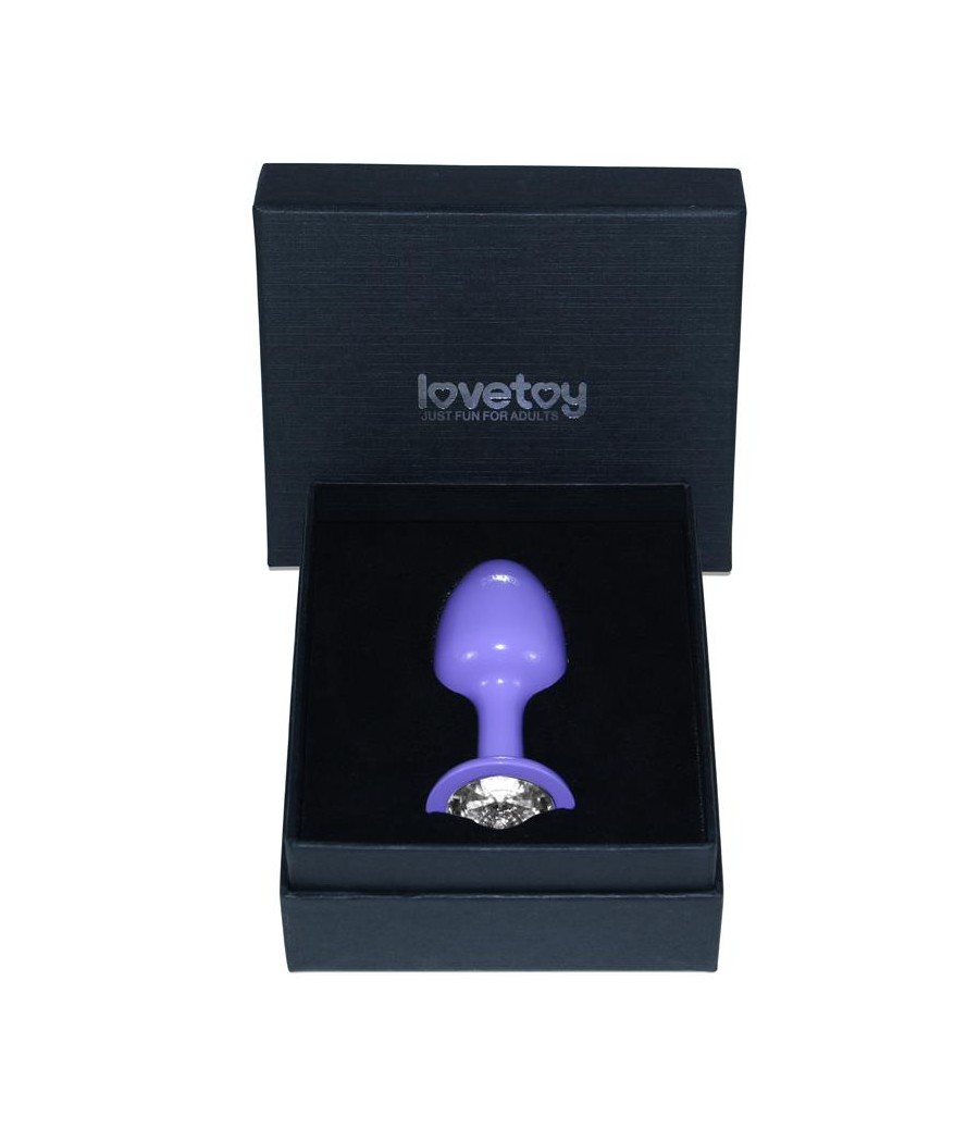 Plug Anal de Metal Purpura Rosebud con Joya Transparene