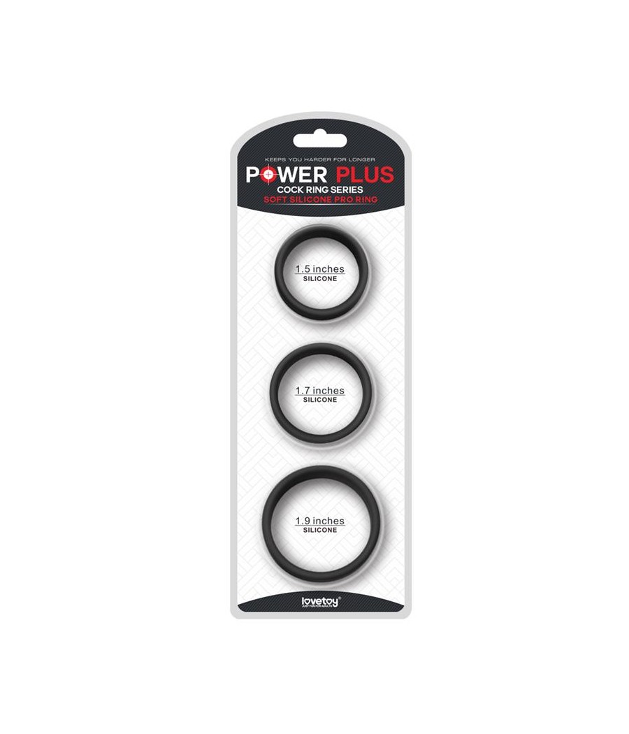 Pack de 3 Anillos para el Pene Power Ring Negro