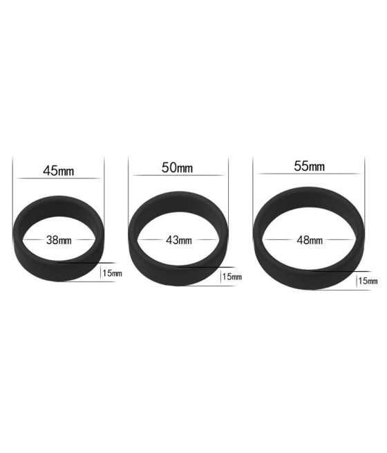 Pack de 3 Anillos para el Pene Power Ring Negro