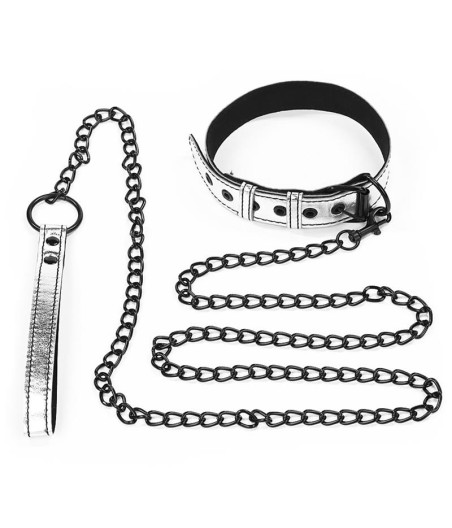 Collar con Correa Bondage Plateado