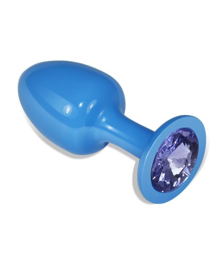 Plug Anal de Metal Azul Rosebud con Joya Azul