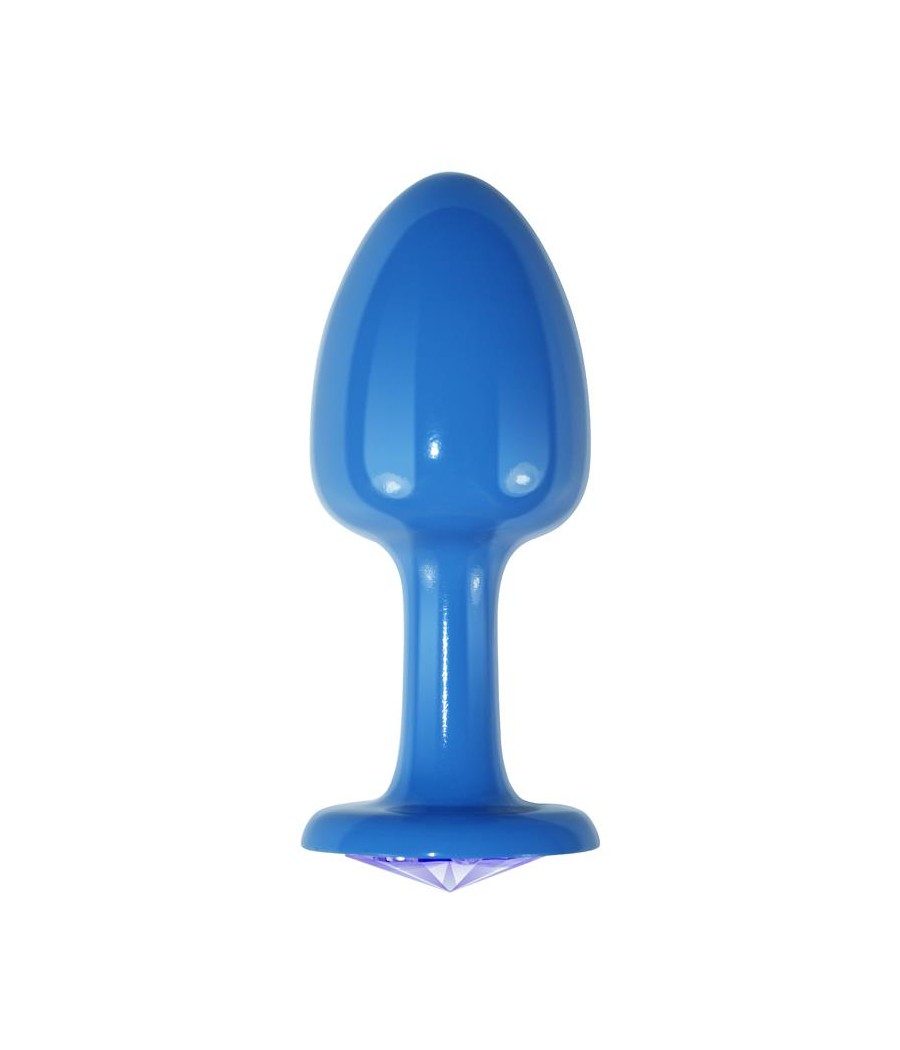 Plug Anal de Metal Azul Rosebud con Joya Azul