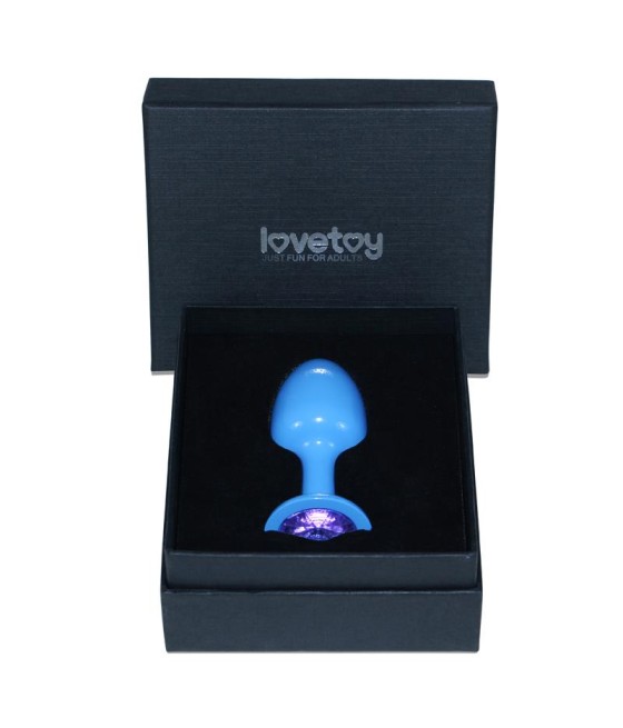 Plug Anal de Metal Azul Rosebud con Joya Azul