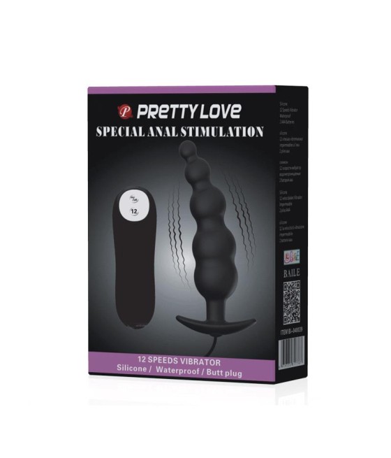 Vibrador Anal Burbujas Negro con Control Remo cl70