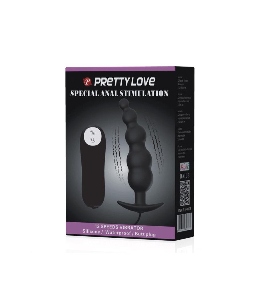 Vibrador Anal Burbujas Negro con Control Remo cl70