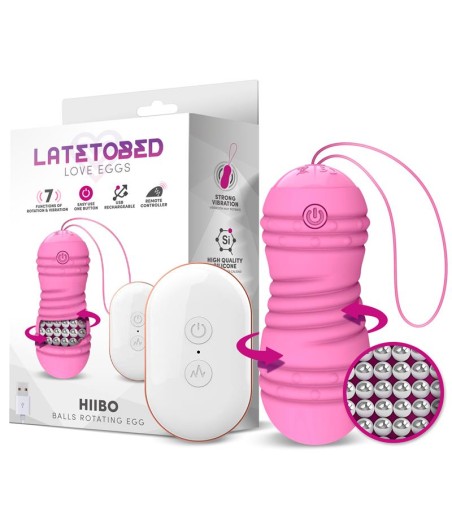 Hiibo Huevo Vibrador con Rotación Control Remoto USB Silicona Rosa