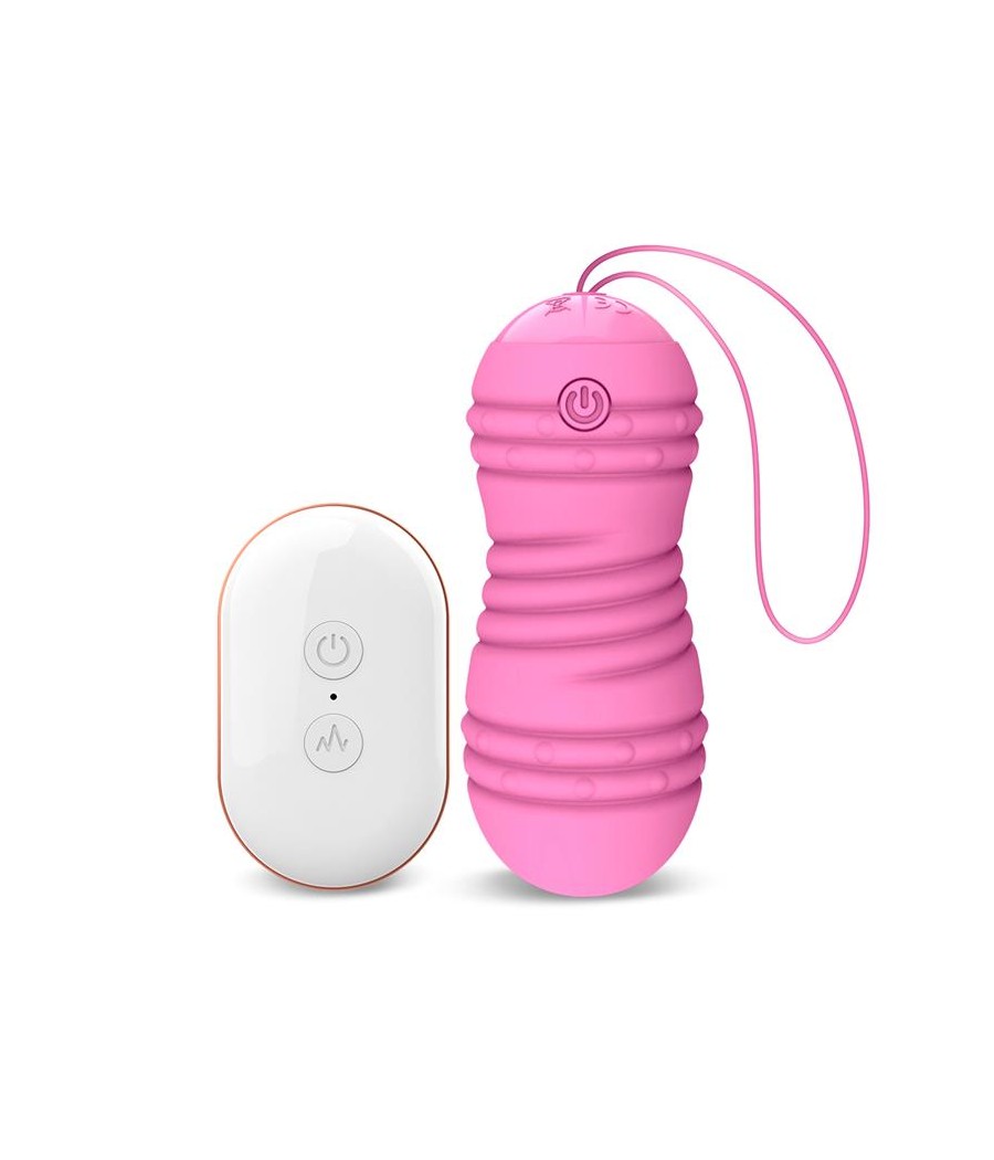 Hiibo Huevo Vibrador con Rotacion Control Remoto USB Silicona Rosa