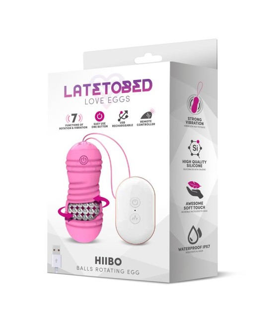 Hiibo Huevo Vibrador con Rotacion Control Remoto USB Silicona Rosa