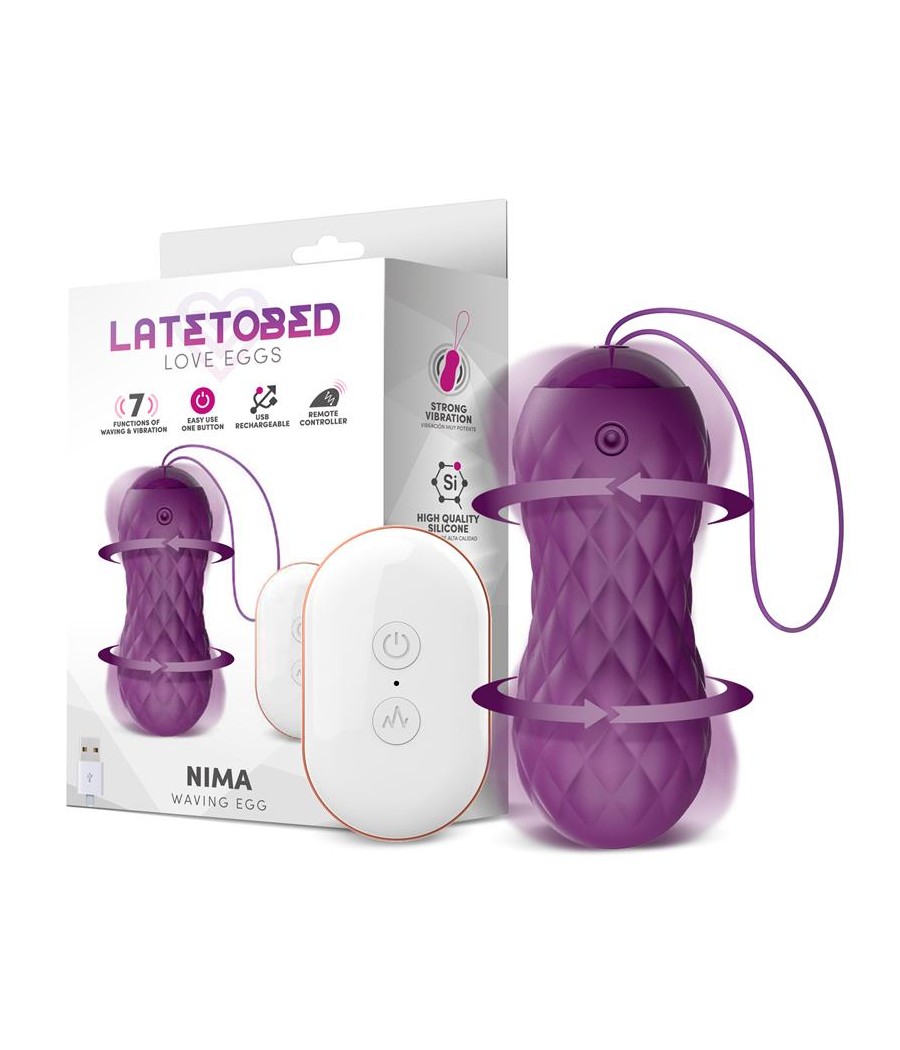 Nima Huevo Vibrador con Movimiento Wave Control Remoto USB Silicona Purpura