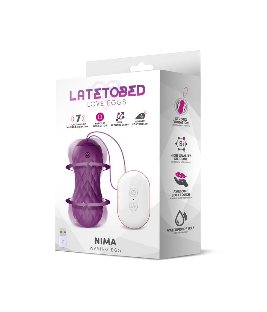 Nima Huevo Vibrador con Movimiento Wave Control Remoto USB Silicona Purpura