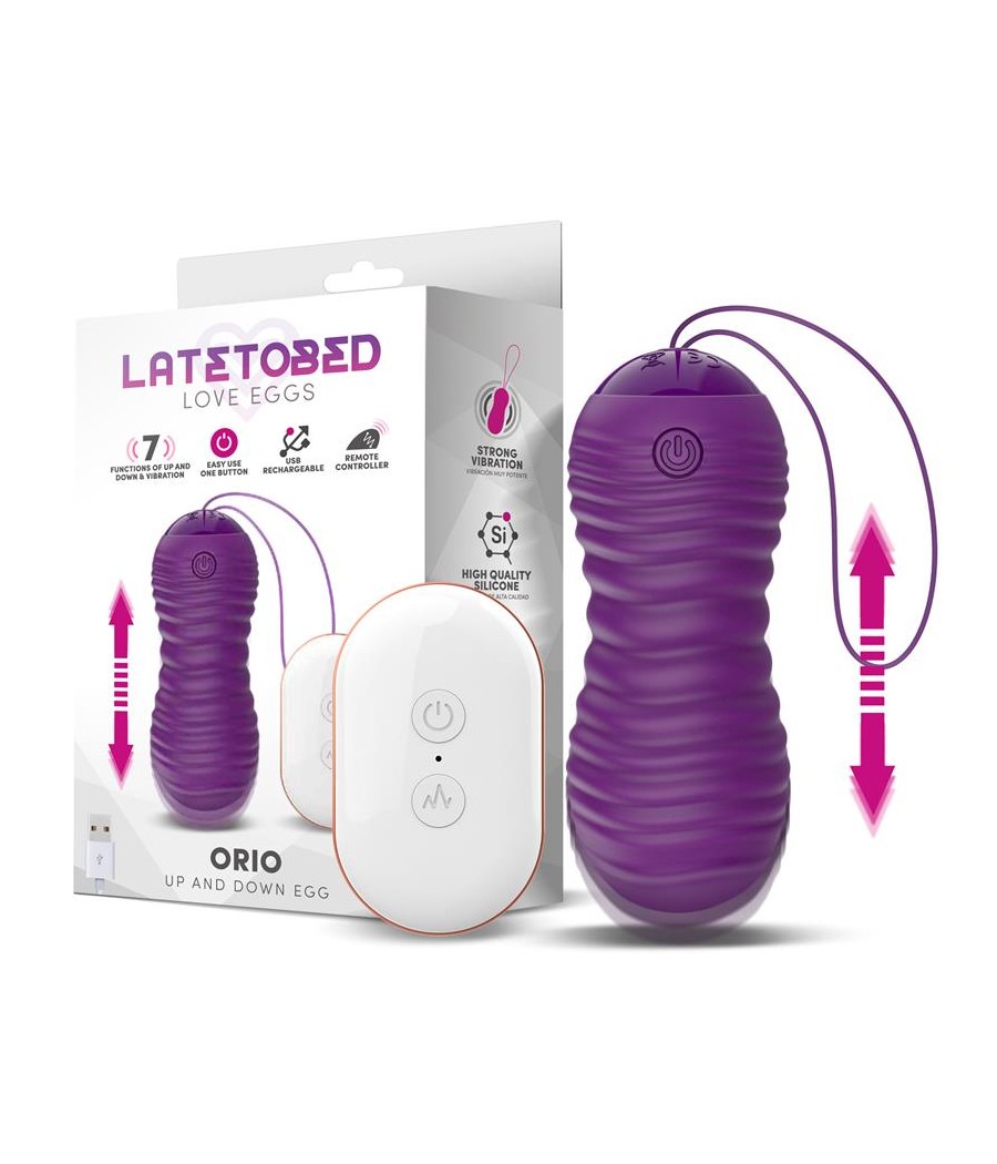 Orio Huevo Vibrador y Movimiento Telescopico Up and Down Control Remoto Purpura