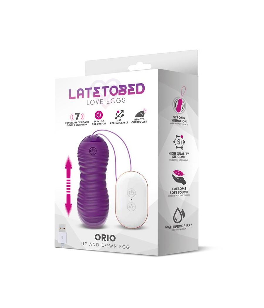 Orio Huevo Vibrador y Movimiento Telescopico Up and Down Control Remoto Purpura