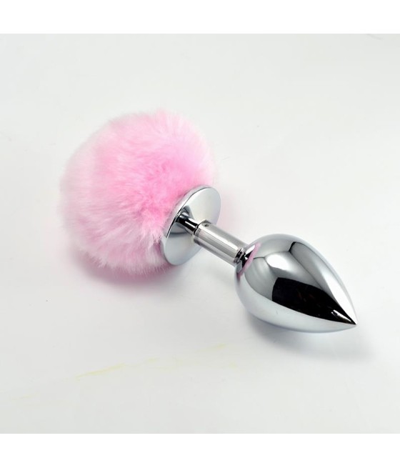 Plug Anal de Metal con Pompon Rosa Talla L