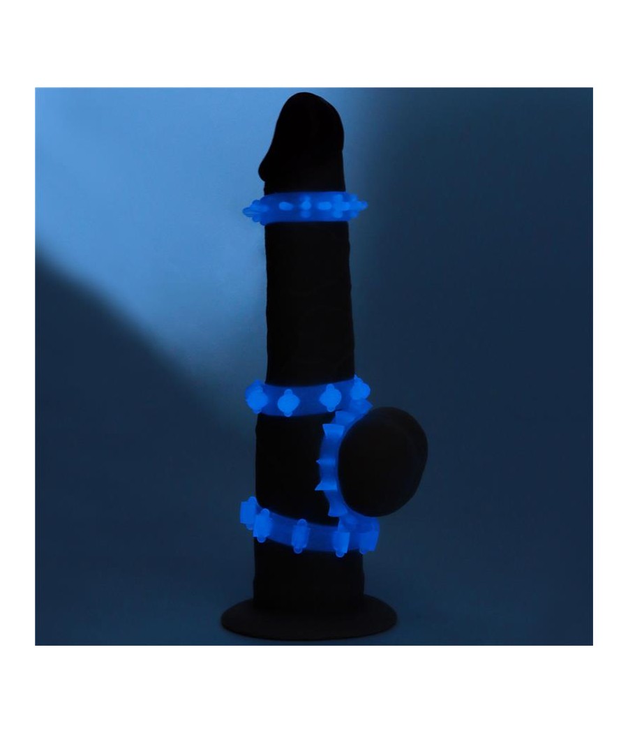 Lumino Play Set 4 Anillo para el Pene Luz Azul