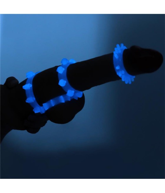 Lumino Play Set 4 Anillo para el Pene Luz Azul