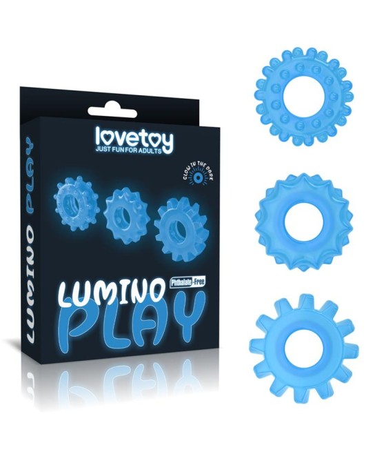 Lumino Play Set 3 Anillos para el Pene Luz Azul