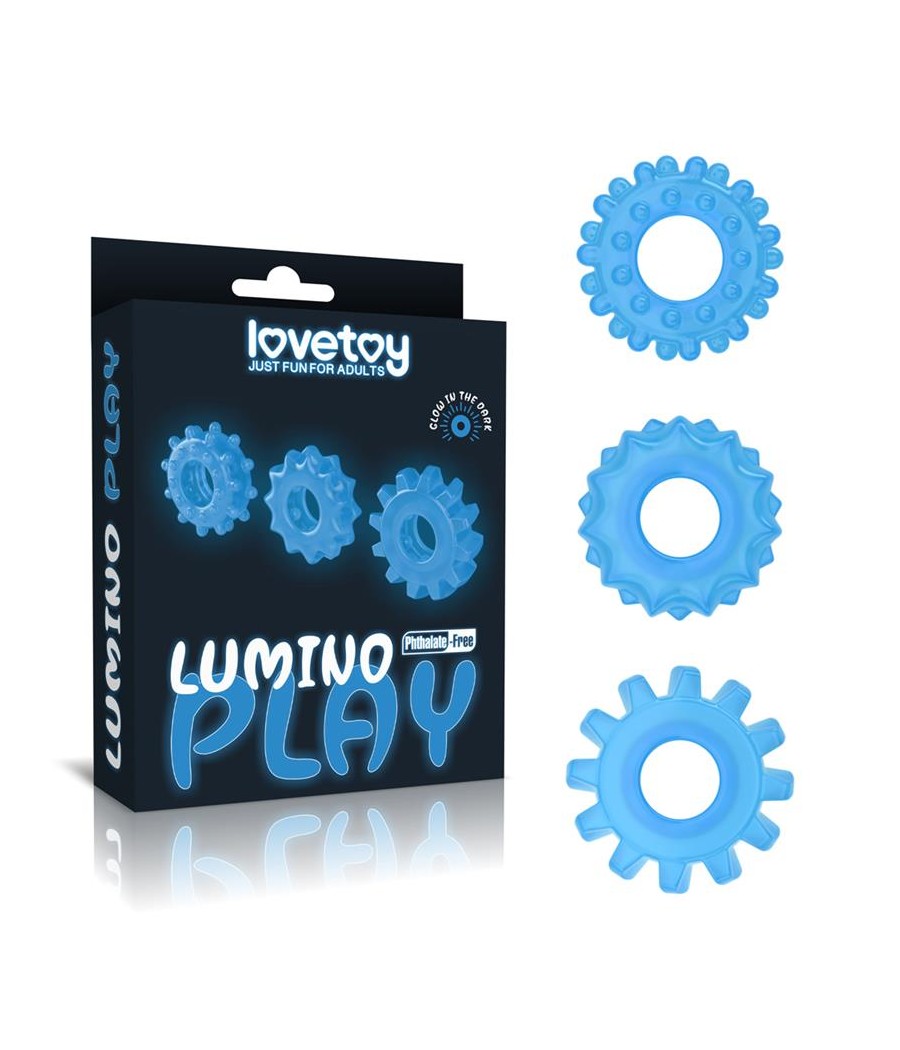 Lumino Play Set 3 Anillos para el Pene Luz Azul