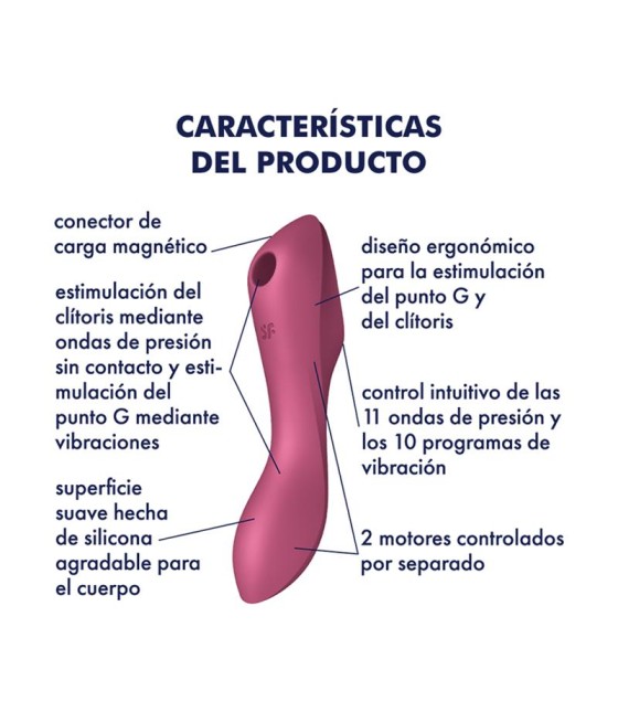 Curvy Trinity 3 Vibrador y Succionador Triple Estimulacion USB Rojo