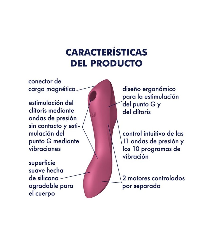 Curvy Trinity 3 Vibrador y Succionador Triple Estimulacion USB Rojo