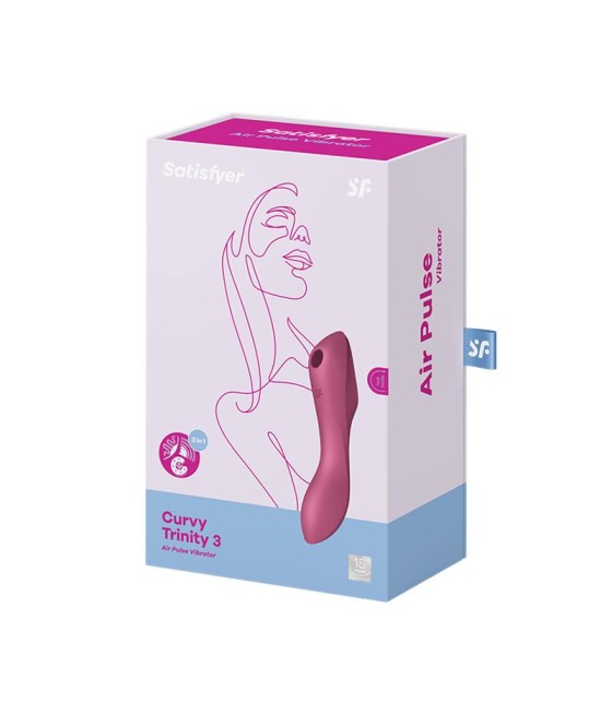 Curvy Trinity 3 Vibrador y Succionador Triple Estimulacion USB Rojo