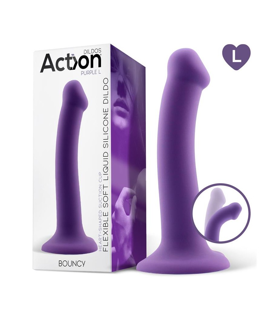 Bouncy Dildo Silicone Flexible Hiper Flexible 75 19 cm Talla L Purpura