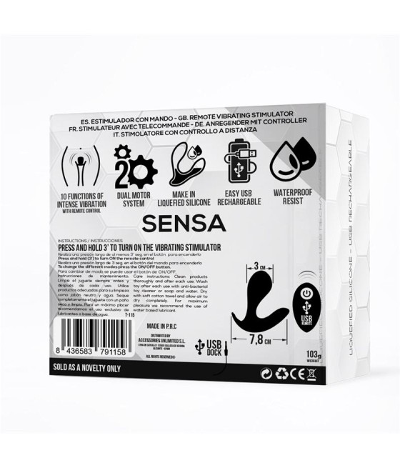 Sensa Estimulador Control Remoto USB SIlicona Liquida Negro