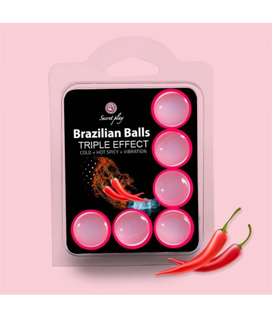 Set 6 Brazilian Balls Triple Efecto Calor Frio y Vibracion