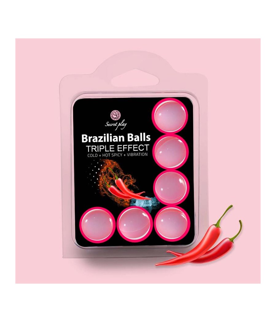 Set 6 Brazilian Balls Triple Efecto Calor Frio y Vibracion