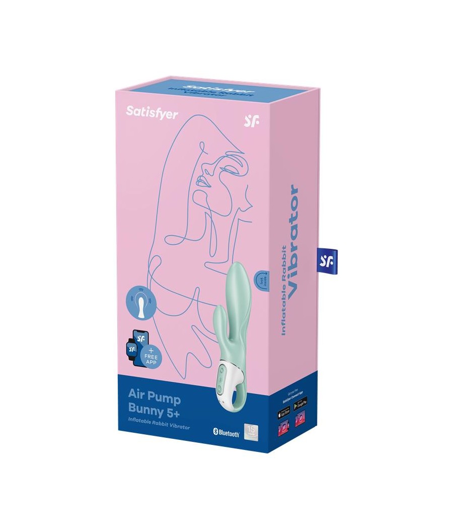 Vibrador con Funcion de Inflado Air Pump Bunny 5 con APP Satisfyer Connect