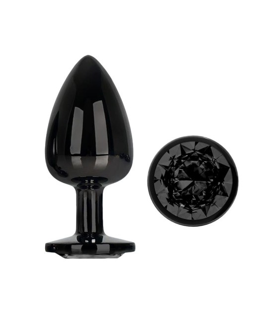 Blackgem Plug Anal Metalico con Joya Negro Talla L