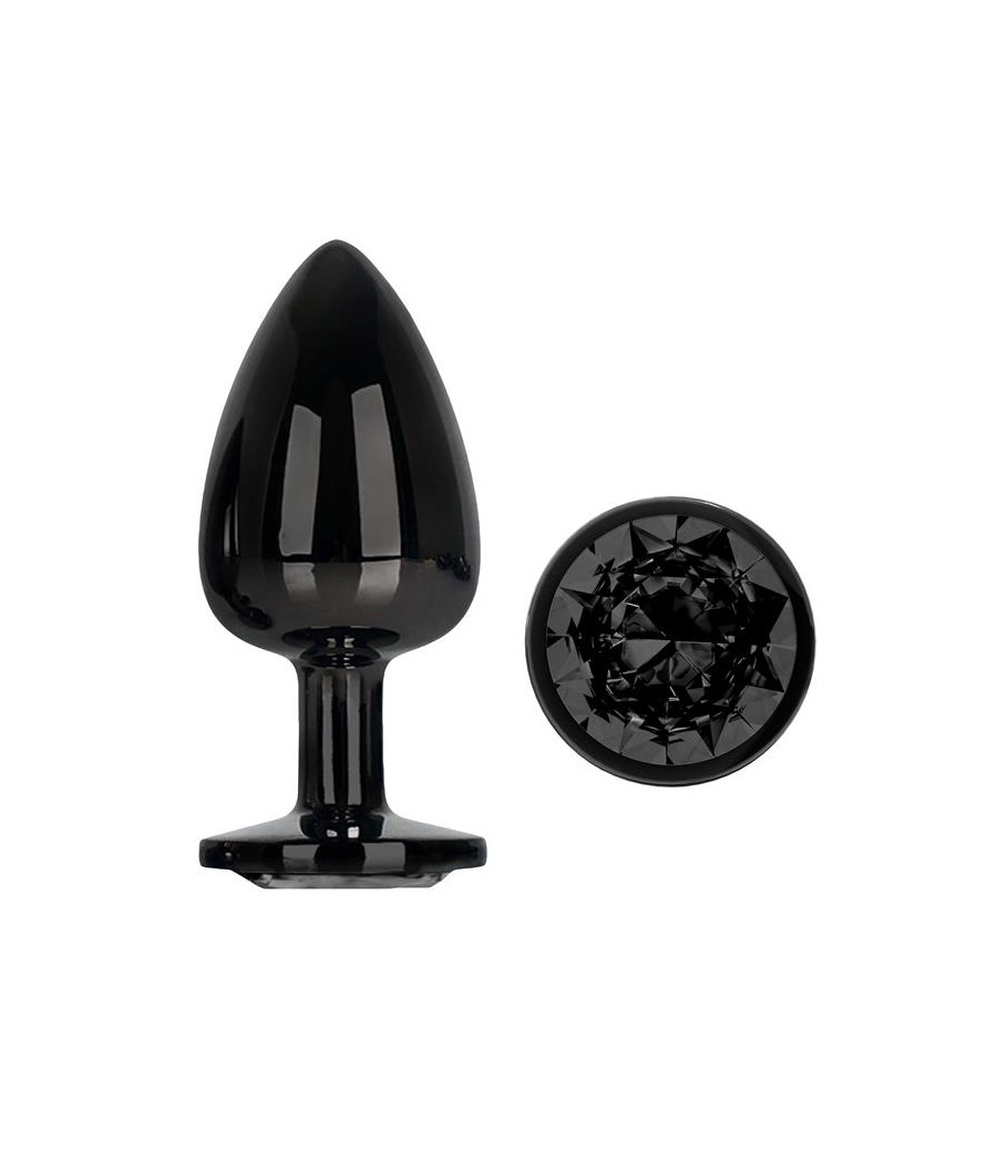 Blackgem Plug Anal Metalico con Joya Negro Talla L