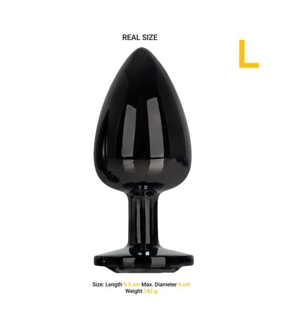 Blackgem Plug Anal Metalico con Joya Negro Talla L