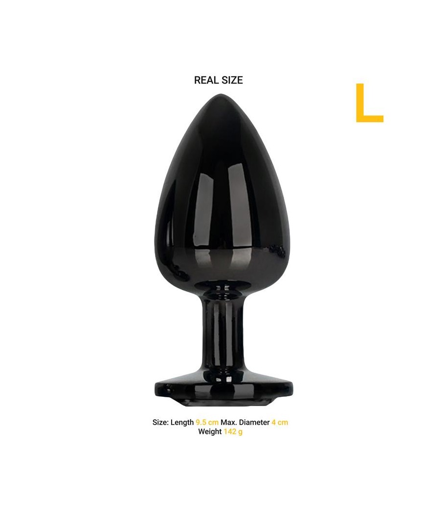 Blackgem Plug Anal Metalico con Joya Negro Talla L